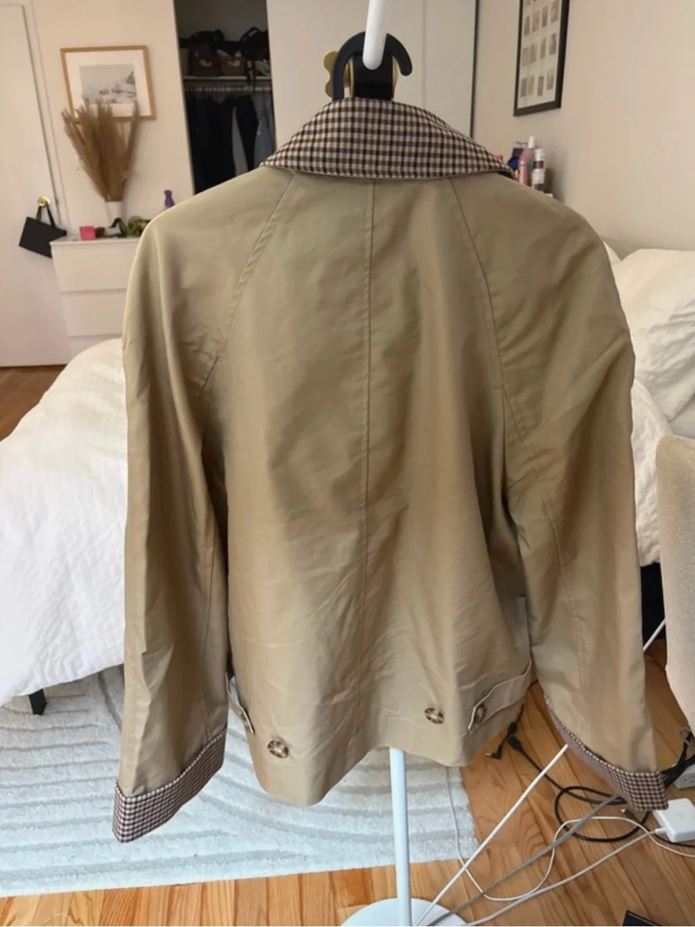 bagatelle Light Tan Men's Shirt Jacket with Checked Collar